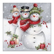 Pacote Com 20 Guardanapos 33x33cm De Papel Smiling Snowmen Fsc Mix